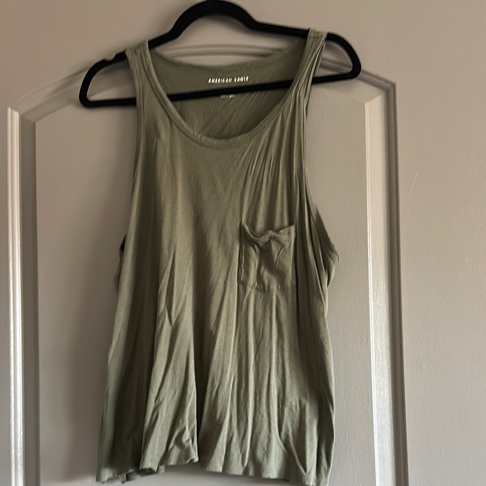 American Eagle Outfitters Olive Green Women's Tank Top